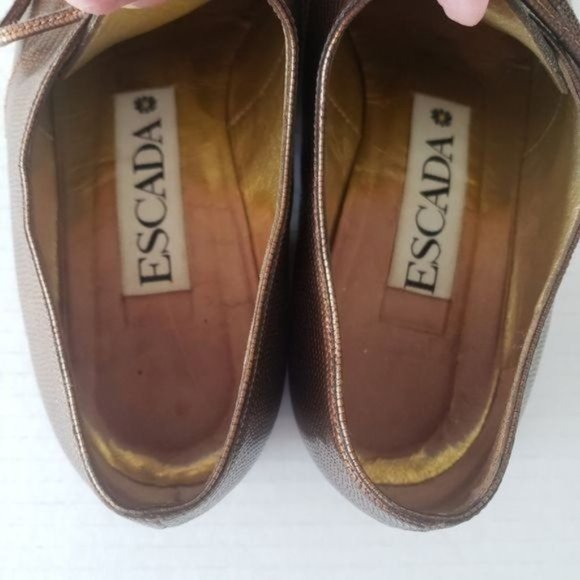 ESCADA Bronze Leather Lace up shoes size 6.5 - Picture 10 of 14